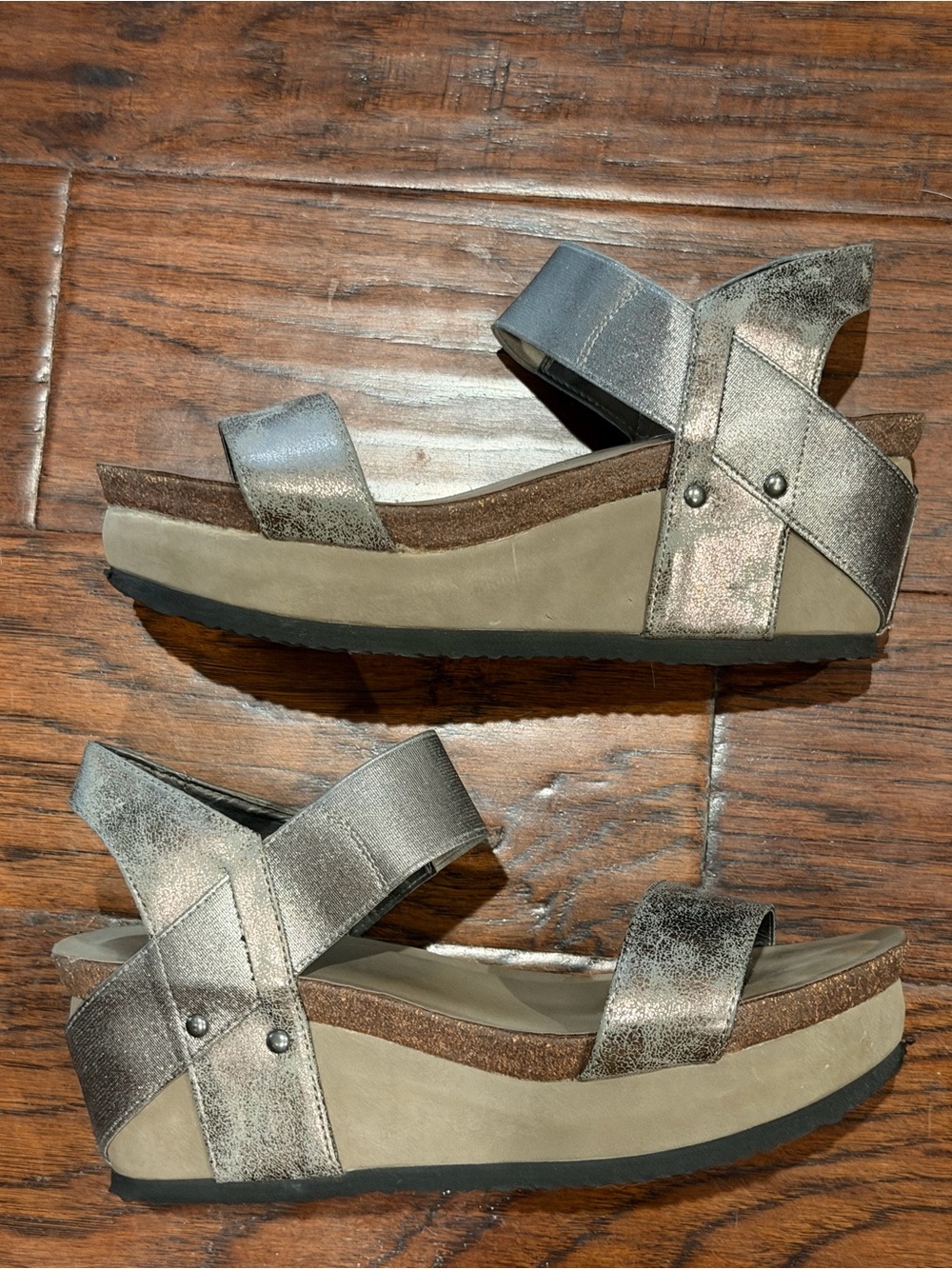 Crown Vintage Metallic Pewter Platform Sandals